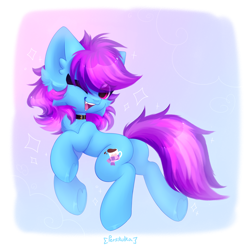 Size: 3000x3000 | Tagged: safe, artist:persikulka, artist:persikulkahouse, artist:squirrel_hollow, oc, oc only, oc:nohra, species:earth pony, species:pony, butt, collar, ear fluff, earth pony oc, eye clipping through hair, female, high res, hoof heart, looking at you, mare, one eye closed, open mouth, open smile, plot, smiling, smiling at you, solo, underhoof, wink, winking at you