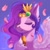 Size: 400x400 | Tagged: safe, artist:maxi_ponie, character:pipp petals, species:pegasus, species:pony, g5, adorapipp, bust, circlet, cute, eyes closed, female, flower petals, gradient background, mare, pipp wings, portrait, raised hoof, signature, smiling, solo, spread wings, three quarter view, unshorn fetlocks, wings