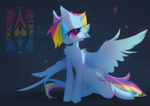 Size: 1524x1080 | Tagged: safe, artist:blacksswan, character:rainbow dash, species:pegasus, species:pony, g4, cheek fluff, chest fluff, female, hair over one eye, mare, smiling, solo, spread wings, wings