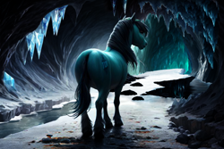 Size: 1152x768 | Tagged: safe, editor:emptyplotfiller, machine learning generated, character:thorax, species:changeling, fanfic:crossing the trixie bridge:a new life in the crystal empire, g4, ai assisted, ai content, mount everhoof, solo