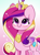 Size: 2352x3199 | Tagged: safe, artist:kittyrosie, character:princess cadance, species:alicorn, species:pony, g4, blushing, crown, cute, cutedance, female, folded wings, gradient background, heart, heart eyes, high res, horn, jewelry, mare, regalia, smiling, solo, sparkles, wingding eyes, wings