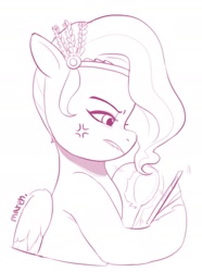Size: 1359x1826 | Tagged: safe, artist:maren, character:pipp petals, species:pegasus, species:pony, g5, cellphone, circlet, doodle, female, hoof hold, mare, monochrome, phone, pipp petals is not amused, pipp wings, profile, signature, simple background, sketch, smartphone, solo, that pony sure does love phones, unamused, underhoof, unshorn fetlocks, white background