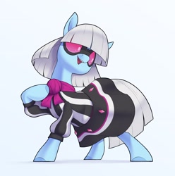 Size: 2283x2305 | Tagged: safe, artist:aquaticvibes, character:photo finish, species:earth pony, species:pony, g4, clothing, dress, female, goggles, hooves, mare, one hoof raised, open mouth, photaww finish, simple background, solo