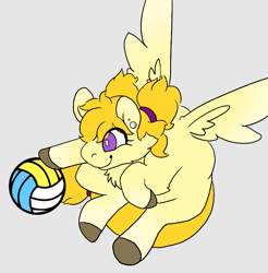 Size: 627x637 | Tagged: safe, oc, oc:swifty, species:pegasus, species:pony, dynamic pose, female, mare, pigtails, solo, sports, volleyball