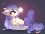 Size: 4304x3244 | Tagged: safe, artist:empress-twilight, oc, oc only, oc:star guardian, oc:violet veil, species:pegasus, species:pony, clothing, curled up, ear fluff, folded wings, hairpin, laying on ground, leotard, long mane, purple eyes, socks, solo, stars, wings