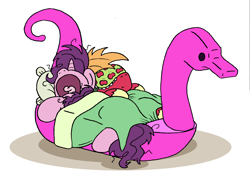 Size: 2184x1536 | Tagged: safe, artist:bobthedalek, character:big mcintosh, character:sugar belle, ship:sugarmac, g4, apple family member, couple, female, husband and wife, male, shipping, sleep mask, sleeping, snoring, straight