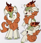 Size: 2194x2282 | Tagged: safe, artist:icey, character:autumn blaze, species:kirin, g4, awwtumn blaze, blushing, bust, cloven hooves, colored hooves, cute, drunk, drunk bubbles, eyes closed, female, floppy ears, high res, hooves, mare, open mouth, open smile, signature, simple background, smiling, solo