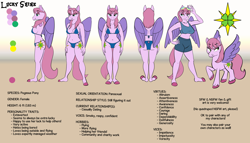 Size: 5000x2861 | Tagged: safe, artist:arrjaysketch, oc, oc only, oc:lucky shine, species:anthro, species:pegasus, species:pony, clothed, female, my little pony, pegasus pony, reference sheet