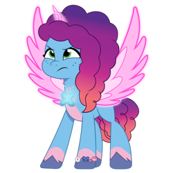 Size: 768x768 | Tagged: safe, artist:bluemario11, character:misty brightdawn, species:alicorn, species:pony, species:unicorn, g5, my little pony: tell your tale, alicornified, artificial wings, augmented, bracelet, coat markings, colored hooves, female, gem, hooves, jewelry, magic, magic wings, mare, mistycorn, necklace, race swap, rebirth misty, simple background, socks (coat marking), solo, spread wings, transparent background, unshorn fetlocks, wings