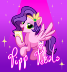 Size: 1088x1186 | Tagged: safe, artist:yokokinawa, character:pipp petals, species:pegasus, species:pony, g4, g5, abstract background, adorapipp, cellphone, circlet, cute, female, g5 to g4, generation leap, hoof hold, lidded eyes, looking at you, mare, open mouth, open smile, phone, pipp wings, smartphone, smiling, smiling at you, solo, sparkles, spread wings, text, three quarter view, wings