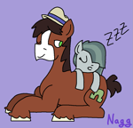 Size: 823x791 | Tagged: safe, artist:naggfruit, character:marble pie, character:trouble shoes, g4, crack shipping, female, looking at someone, male, marbleshoes, onomatopoeia, shipping, simple background, sleeping, snoring, straight