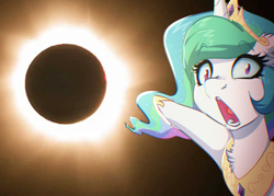 Size: 5591x4000 | Tagged: safe, artist:witchtaunter, character:princess celestia, species:alicorn, species:pony, g4, faec, pointing, solar eclipse