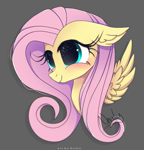 Size: 3784x3943 | Tagged: safe, artist:nnaly, character:fluttershy, species:pegasus, species:pony, g4, blushing, bust, cute, female, gray background, high res, mare, portrait, shyabetes, signature, simple background, smiling, solo