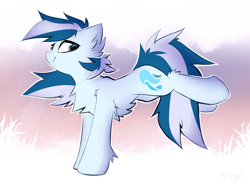 Size: 1190x890 | Tagged: safe, artist:kejifox, oc, oc only, oc:serene dive, species:earth pony, species:pony, bucking, female, looking back, mare, signature, smiling, solo
