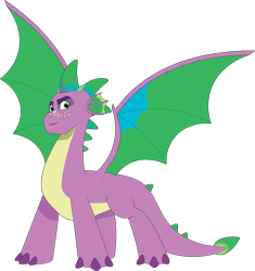 Size: 3674x3905 | Tagged: safe, artist:prixy05, derpibooru original, character:spike, species:dragon, g4, g5, my little pony: tell your tale, digital art, dragon lord spike, male, older, older spike, simple background, spike (g5), spread wings, transparent background, vector, wings