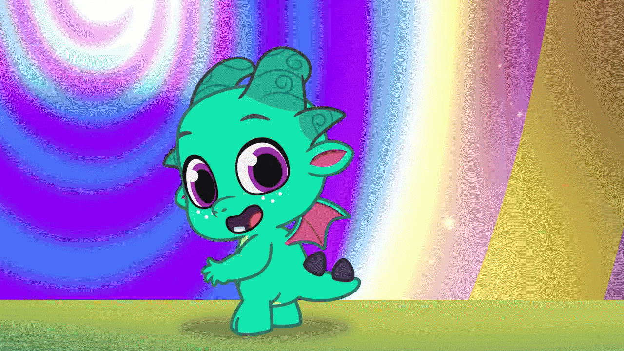 Size: 1280x720 | Tagged: safe, screencap, character:hitch trailblazer, character:sparky sparkeroni, species:dragon, species:earth pony, species:pony, episode:hall-o-marers, g5, my little pony: tell your tale, spoiler:g5, spoiler:my little pony: tell your tale, spoiler:tyts02e16, absurd file size, absurd gif size, animated, baby, baby dragon, big no, coat markings, colored hooves, coughing, falling, gif, hooves, male, no, overprotective, portal, sewer, sink, socks (coat marking), stairs, stallion, unshorn fetlocks, waving