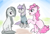 Size: 2203x1488 | Tagged: safe, artist:stoogerboy, character:marble pie, character:maud pie, character:pinkie pie, species:earth pony, species:pony, g4, blushing, female, mare