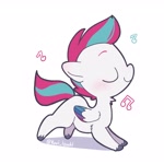 Size: 2048x2048 | Tagged: safe, artist:izuchi, character:zipp storm, species:pegasus, species:pony, g5, adorazipp, blush lines, blushing, colored eyebrows, colored hooves, colored wings, cute, eyebrows, eyes closed, female, filly, filly zipp storm, foal, hock fluff, hooves, leg fluff, multicolored mane, multicolored wings, music notes, neck fluff, profile, signature, simple background, smiling, solo, tail, two toned mane, two toned tail, unshorn fetlocks, white background, white coat, wing fluff, wings, young, younger