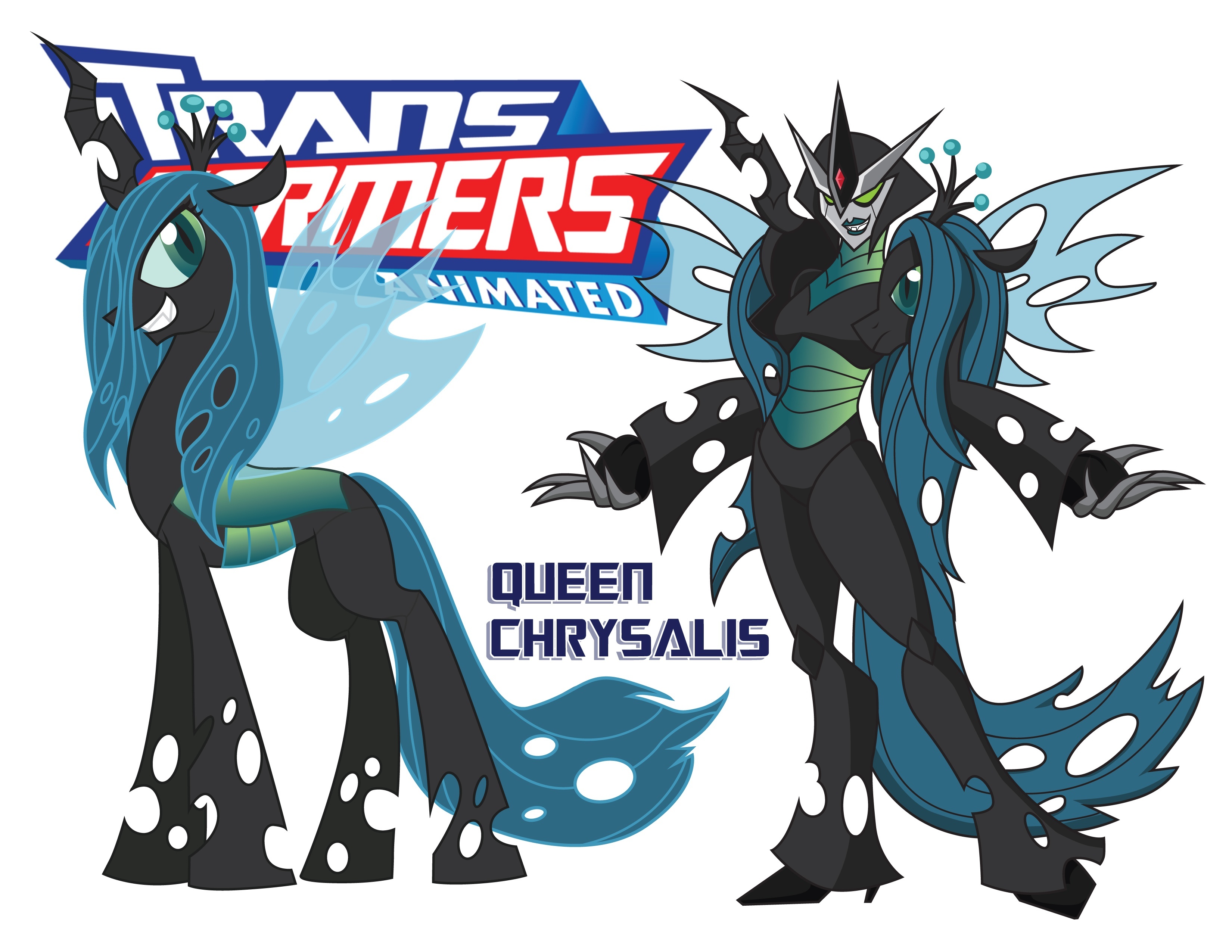 348856 - safe, artist:inspectornills, character:queen chrysalis, crossover,  robot, transformares, transformers, transformers animated - Manebooru